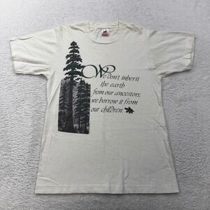 1989 Fruit of the Loom Mens Medium Graphic T Shirt Earth Ancestors Children Tree
